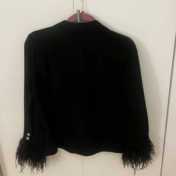 NWOT J.Crew Collection Feather Trim Shirt - Picture 4 of 5